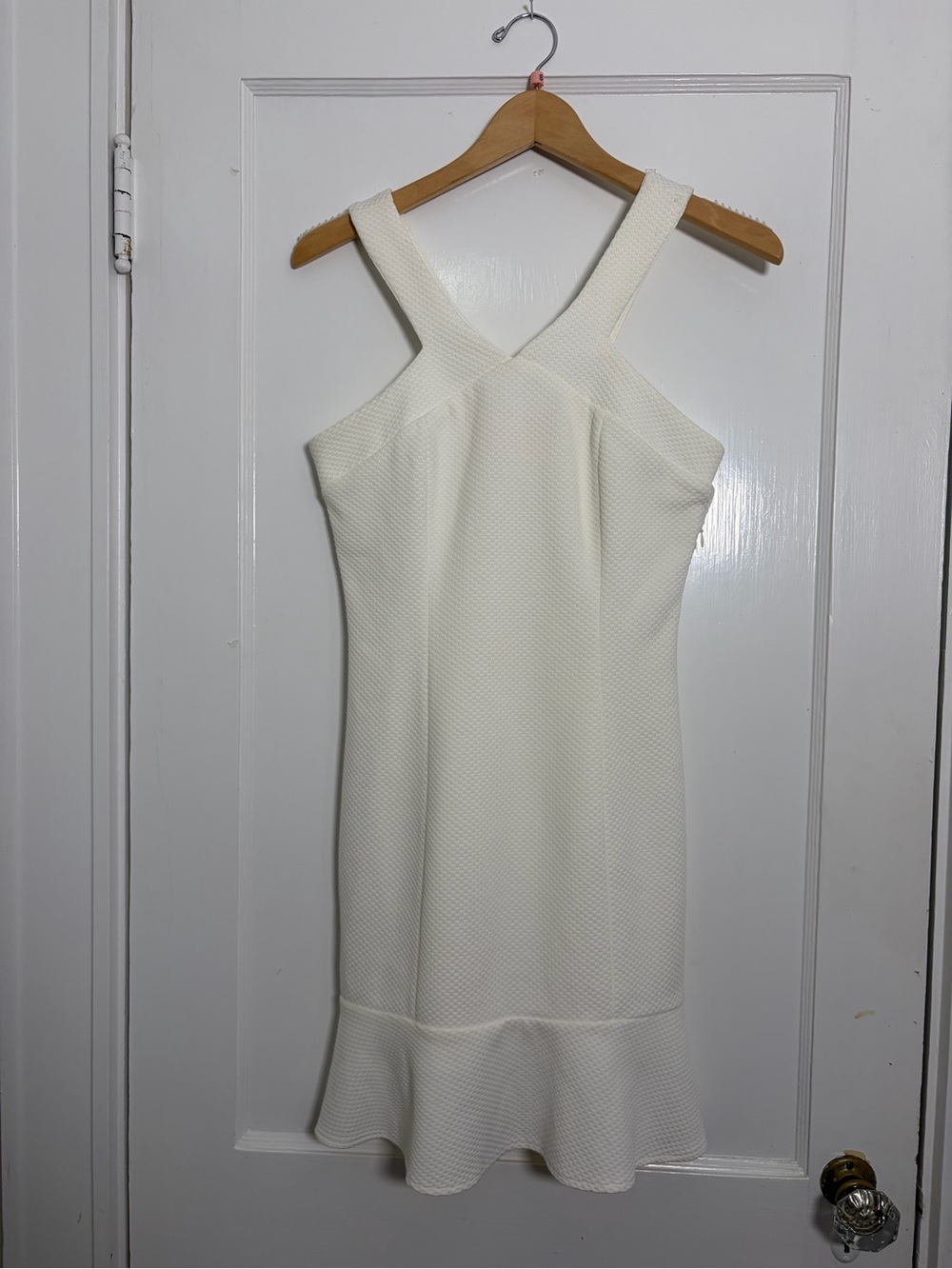 White Textured Halter Mini Dress
